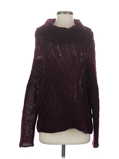 Pre-owned Eileen Fisher Wool Pullover Sweater In Burgundy