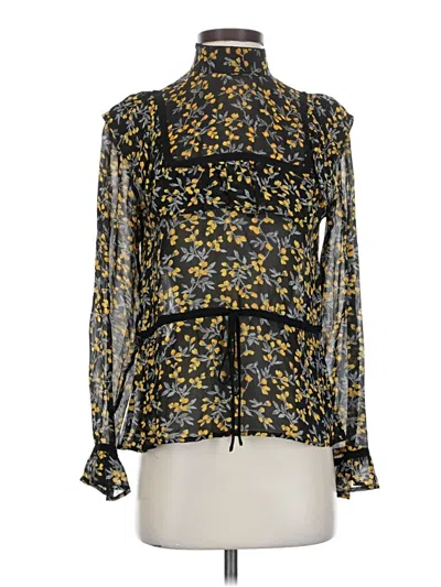 Pre-owned Ganni Long Sleeve Blouse In Black