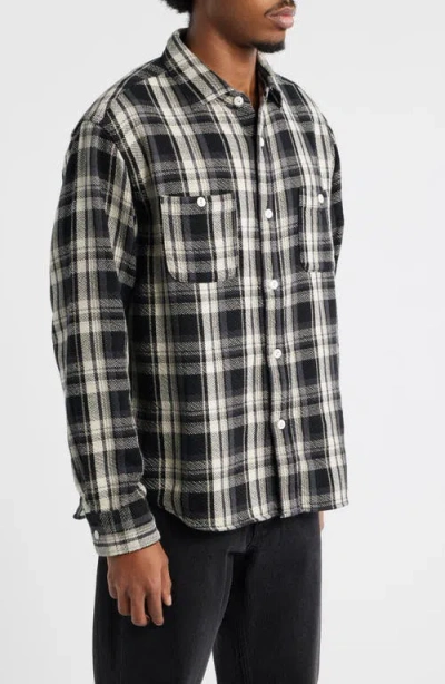 Edwin Plaid Cotton Button-up Work Shirt In Black