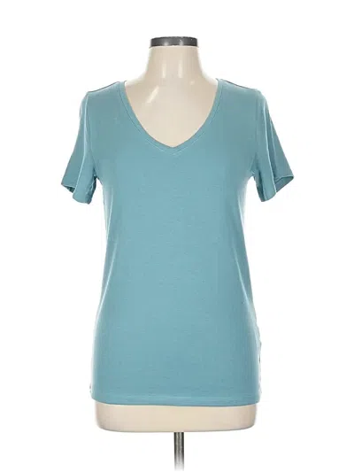 Pre-owned Style & Co Short Sleeve Top Teal V Neck Tops In Blue