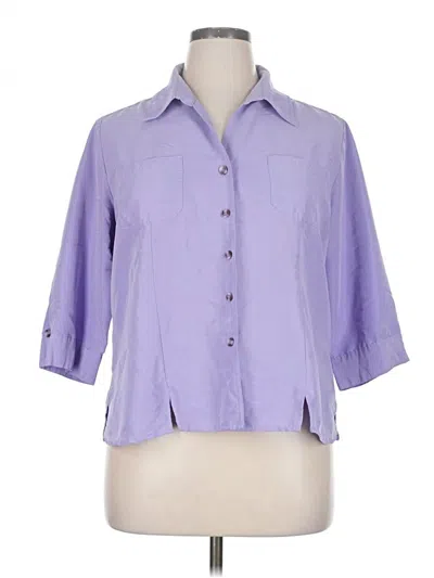 Pre-owned Dressbarn 3/4 Sleeve Button Down Shirt In Purple