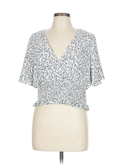 Pre-owned Melrose And Market Short Sleeve Blouse In Silver