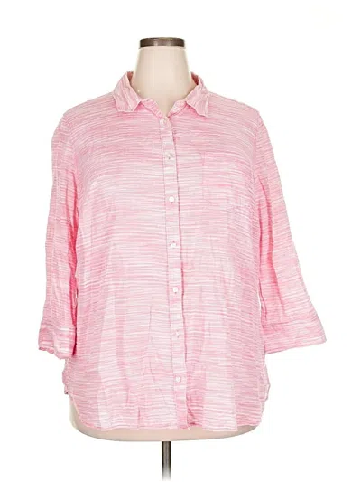 Pre-owned Jcpenney 3/4 Sleeve Button Down Shirt In Pink
