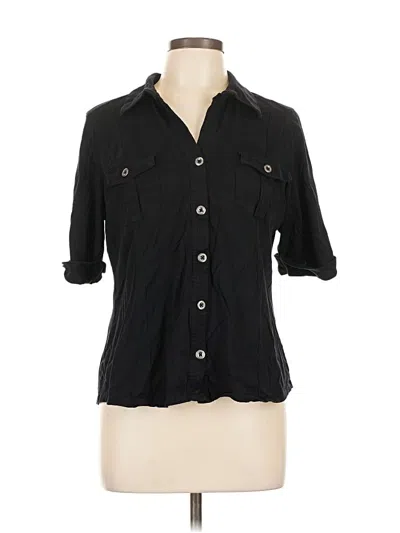 Pre-owned Style & Co 3/4 Sleeve Button Down Shirt In Black