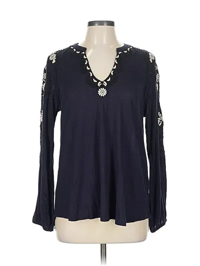Pre-owned Lucky Brand Long Sleeve Blouse In Blue