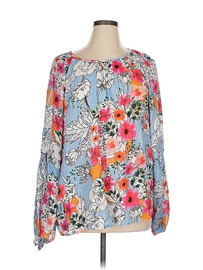 Pre-owned Tolani Long Sleeve Blouse In Blue