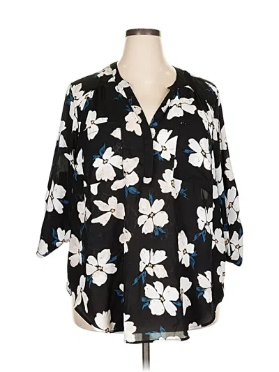 Pre-owned Torrid 3/4 Sleeve Blouse In Black