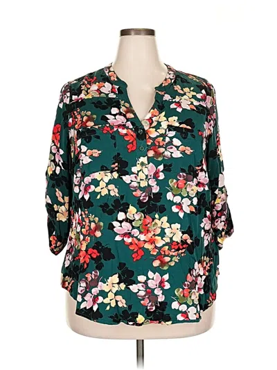 Pre-owned Torrid 3/4 Sleeve Blouse In Green