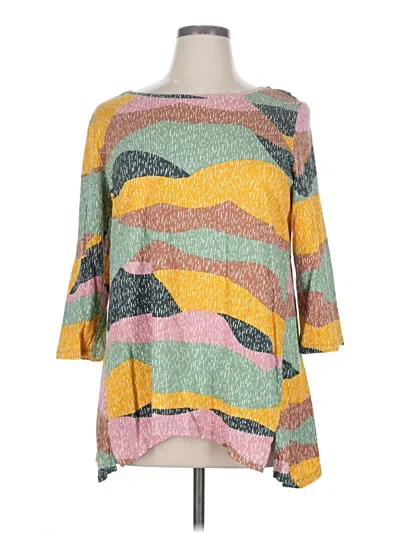 Pre-owned Logo By Lori Goldstein 3/4 Sleeve T-shirt In Yellow