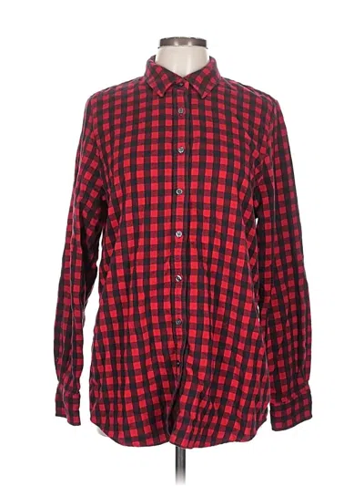 Pre-owned Lands' End Long Sleeve Polo Shirt In Red