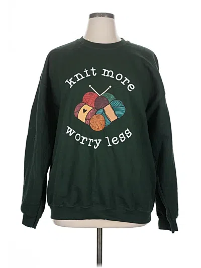 Pre-owned Gildan Sweatshirt In Green