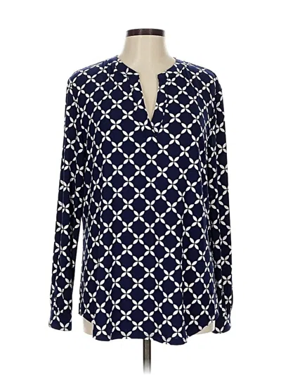 Pre-owned Anne Klein Long Sleeve Blouse In Blue