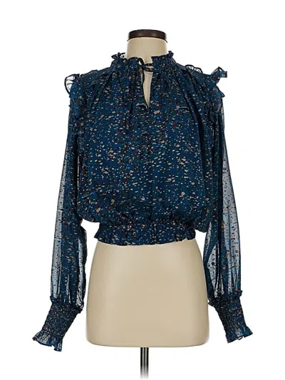 Pre-owned Elan Long Sleeve Blouse In Blue