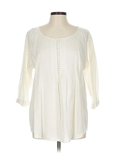 Pre-owned Jjill 3/4 Sleeve Blouse In White