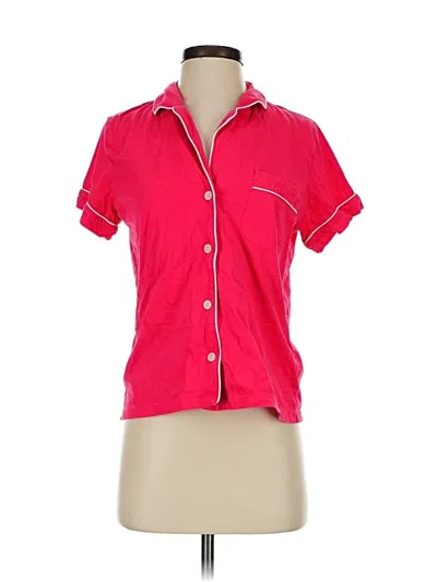 Pre-owned J.crew Factory Store Short Sleeve Button Down Shirt In Pink