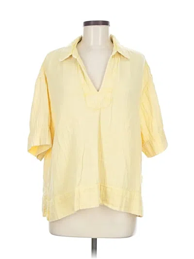 Pre-owned Faherty Short Sleeve Blouse In Yellow