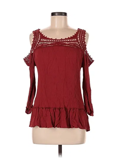 Pre-owned Maurices 3/4 Sleeve Blouse In Burgundy