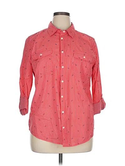 Pre-owned St. John's Bay 3/4 Sleeve Button Down Shirt In Red