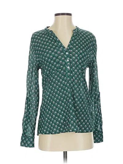 Pre-owned Carve Designs Long Sleeve Blouse In Green