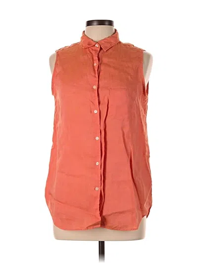 Pre-owned Uniqlo Sleeveless Button Down Shirt In Orange