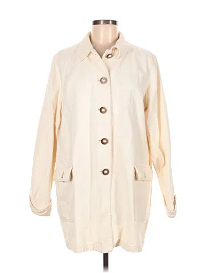 Pre-owned Lizwear By Liz Claiborne Trenchcoat In White