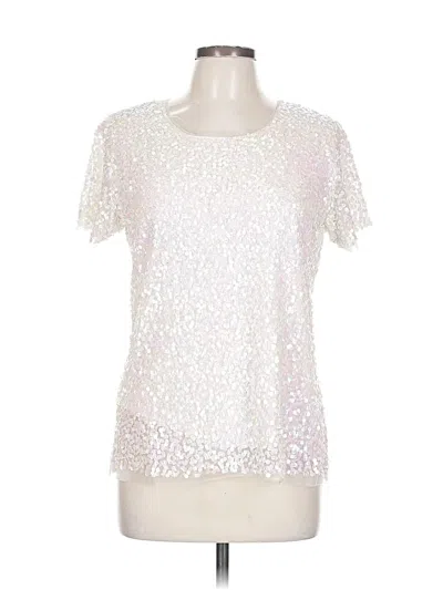 Pre-owned Gryphon New York Short Sleeve Top Silver Metallic Pattern Crew Neck Tops