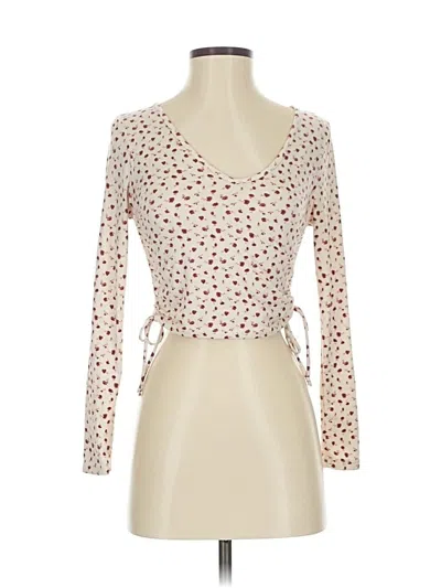 Pre-owned Sky And Sparrow Long Sleeve Top Ivory Sweetheart Neckline Tops In White