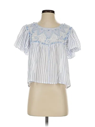 Pre-owned By Anthropologie Short Sleeve Blouse In Blue
