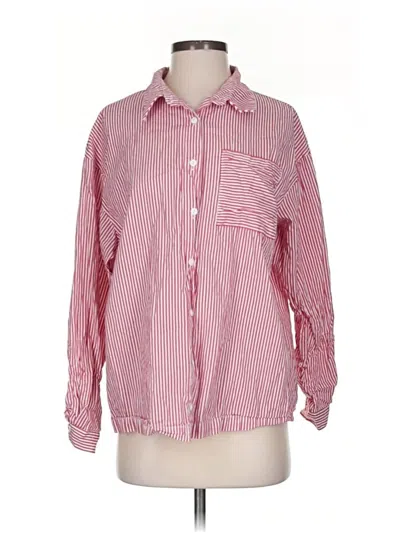 Pre-owned Princess Polly Long Sleeve Button Down Shirt In Red