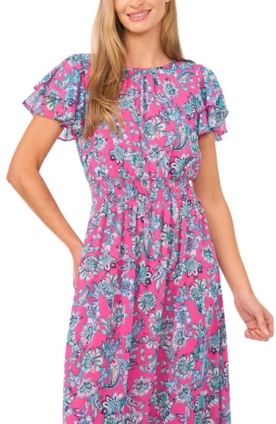 Cece Women's Double Ruffle Short-sleeve Maxi Dress In Multi