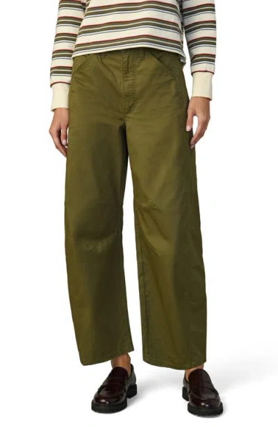 Joe's Jeans The Bowie High Waist Ankle Barrel Twill Pants In Green