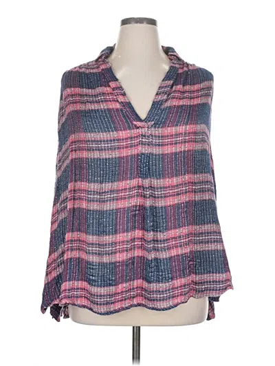 Pre-owned Free People 3/4 Sleeve Blouse In Purple