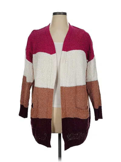 Pre-owned Pink Rose Cardigan Sweater In Burgundy