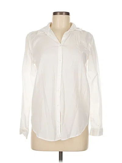 Pre-owned Athleta Long Sleeve Button Down Shirt In White