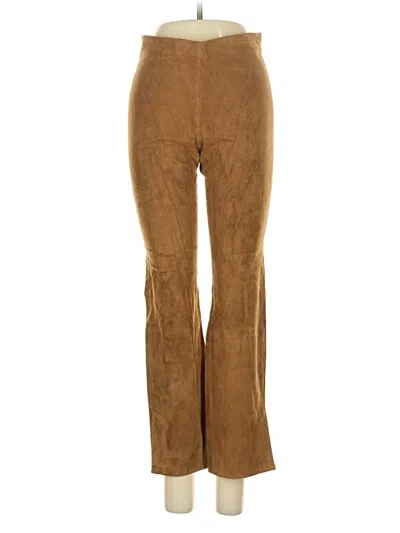 Pre-owned Vince Leather Pants In Brown