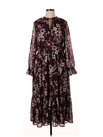Pre-owned Lands' End Casual Dress In Burgundy