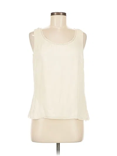 Pre-owned Ellen Tracy Sleeveless Silk Top Ivory Scoop Neck Tops In White