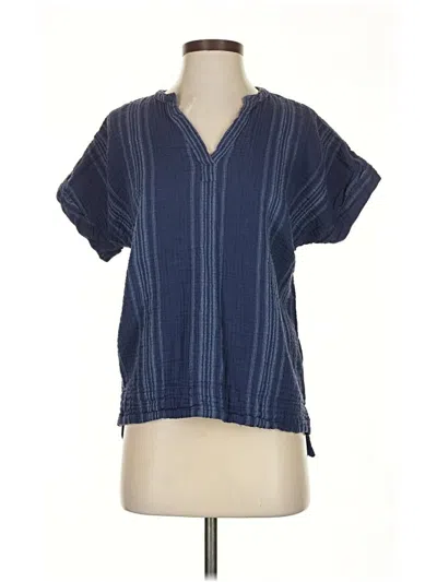 Pre-owned L.l.bean Short Sleeve Blouse In Blue