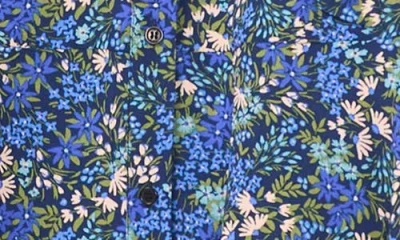 Cece Floral Long Sleeve Dress In Blue