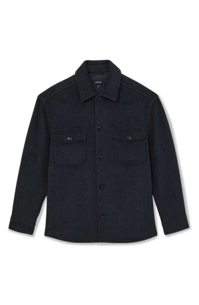 Reiss Compton Herringbone Wool Blend Shirt Jacket In Blue