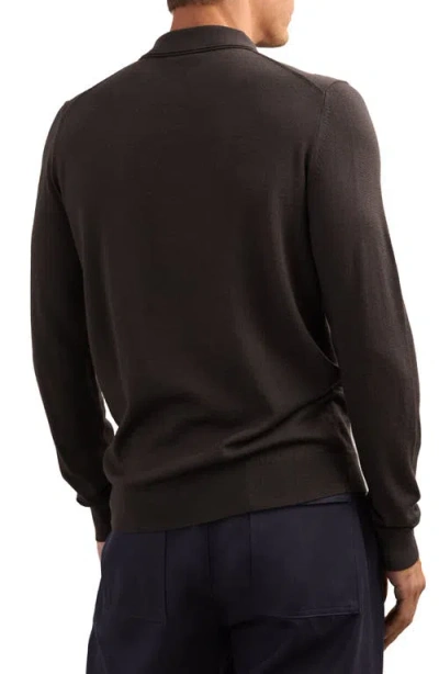 Reiss Trafford Long Sleeve Wool Polo Sweater In Brown