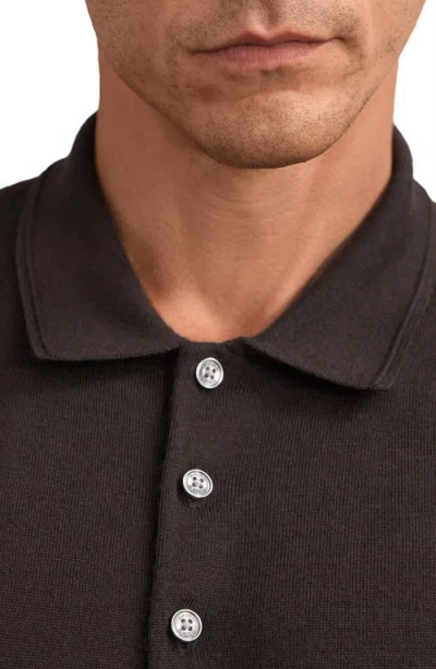 Reiss Trafford Long Sleeve Wool Polo Sweater In Brown