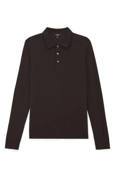 Reiss Trafford Long Sleeve Wool Polo Sweater In Brown