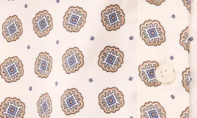 Cece Medallion Print Satin Georgette Button-up Shirt In White