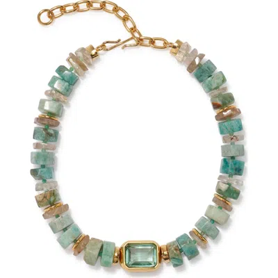 Lizzie Fortunato Goddess Beaded Collar Necklace In Brown