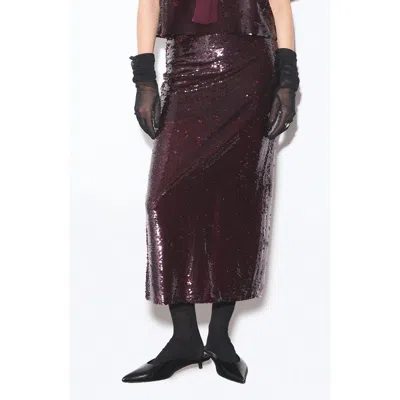 Deluc Logan Sequin Maxi Skirt In Brown