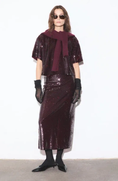 Deluc Logan Sequin Maxi Skirt In Brown