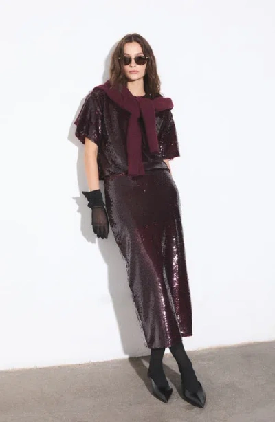 Deluc Logan Sequin Maxi Skirt In Brown