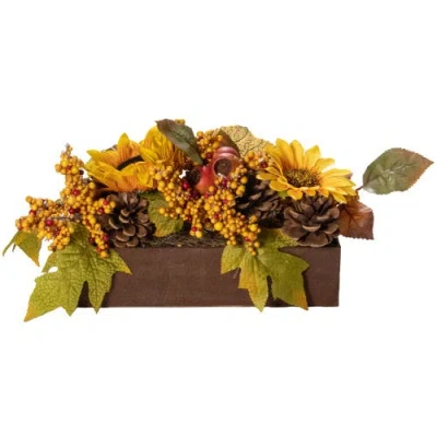 Northlight Sunflowers And Maple Leaves Artificial Fall Harvest Flower Arrangement In Multi