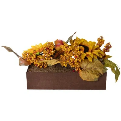 Northlight Sunflowers And Maple Leaves Artificial Fall Harvest Flower Arrangement In Multi